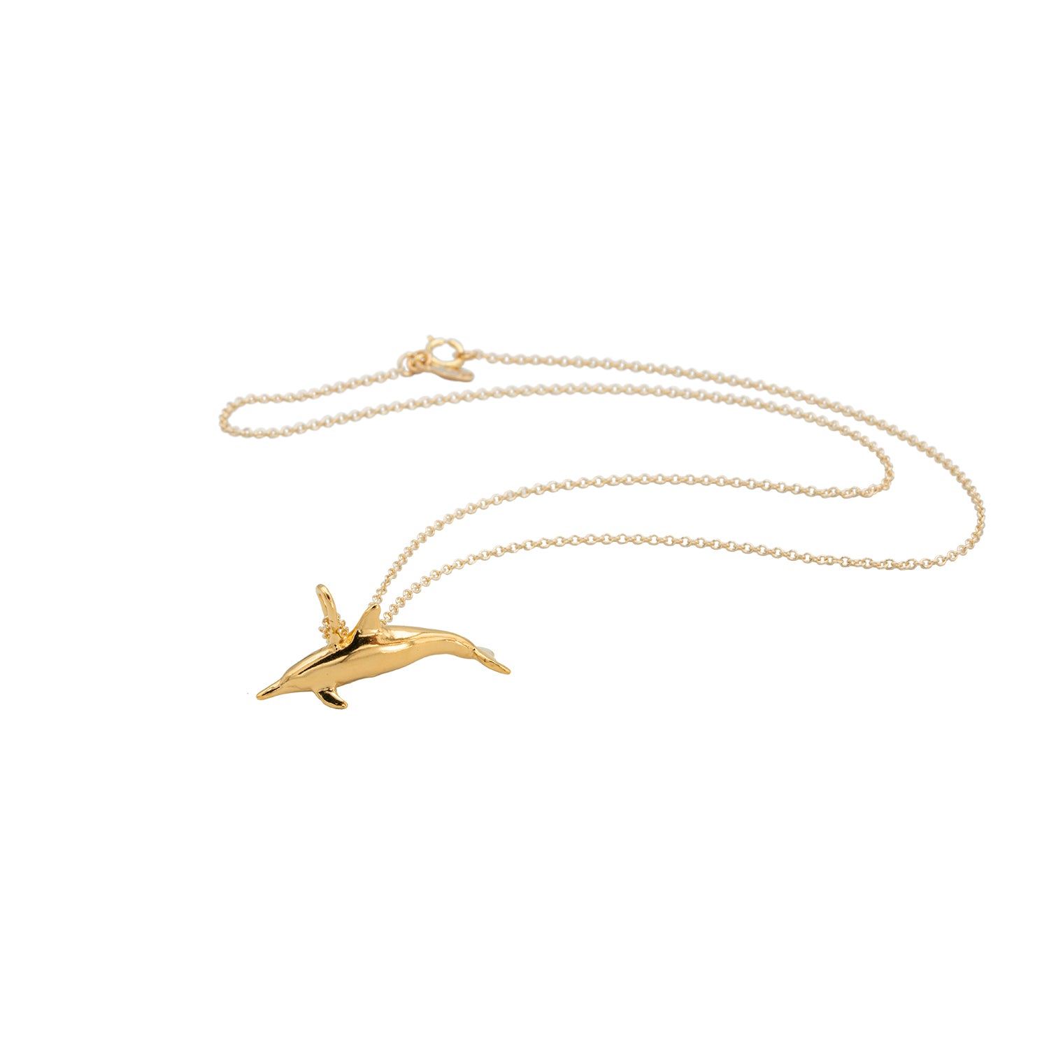 Spinner Dolphin Necklace | Hand Carved Silver & Gold | 'Alohi Kai
