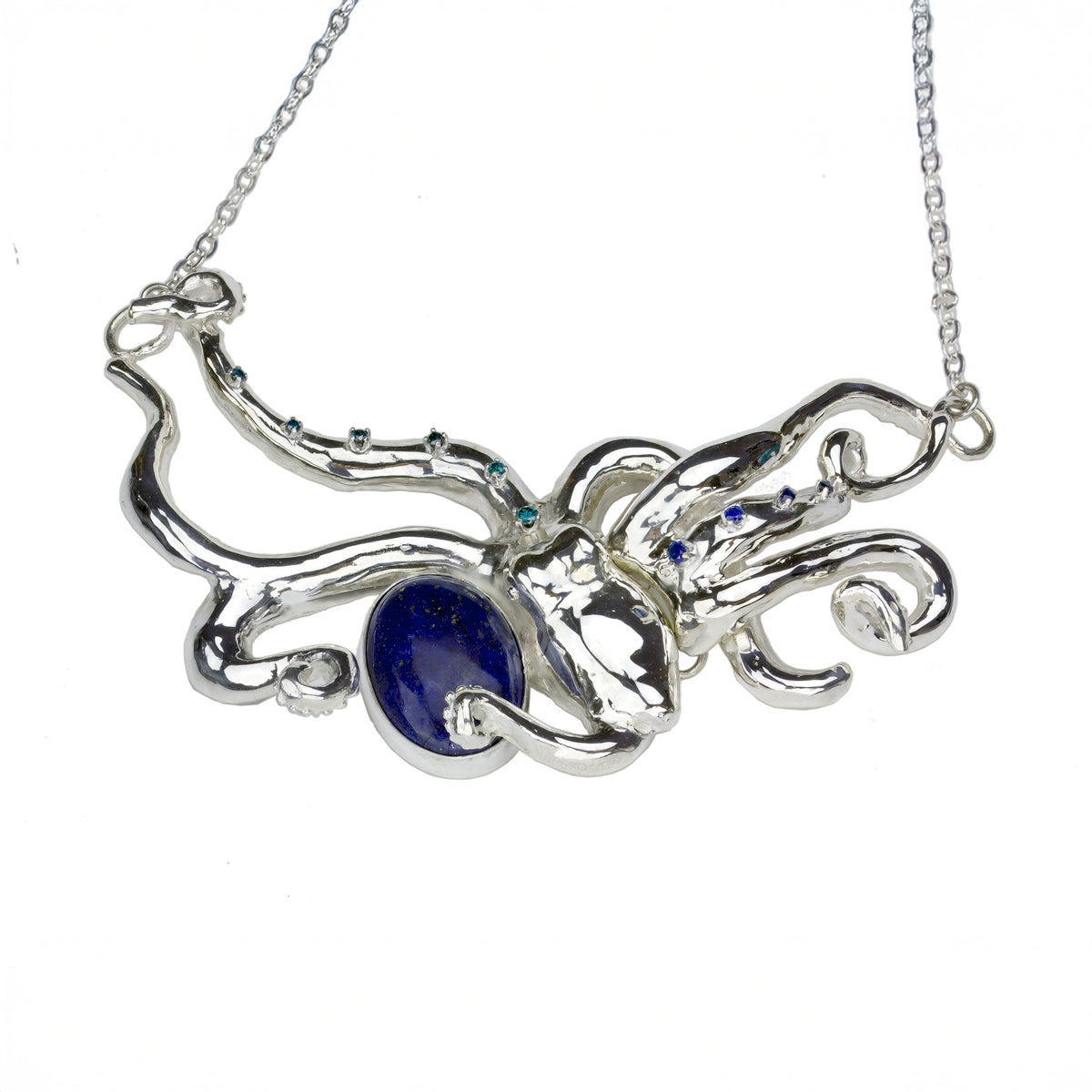 He'e Nui Diamond Sapphire Octopus Statement Necklace