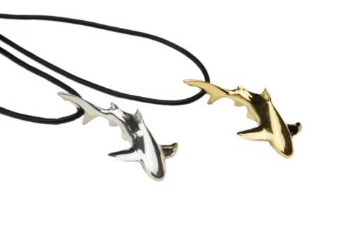 Alohi Kai sleek shark gold and silver lemon shark on leather
