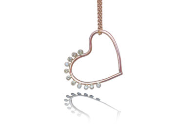 Rose Gold Floating Heart and Champagne Diamonds