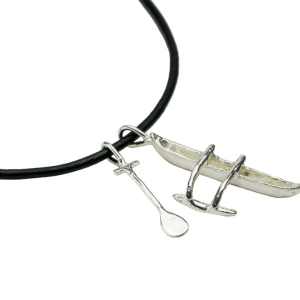 Kialoa Canoe and Paddle Necklace on leather