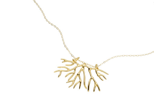 bryozoan necklace - gold, close up