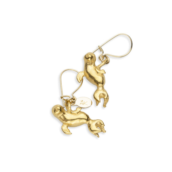 Monk seal drop earrings gold 1