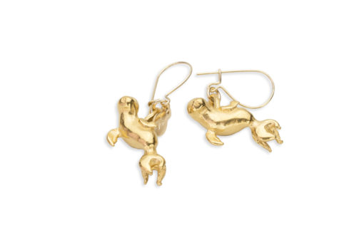 Monk seal drop earrings gold 2