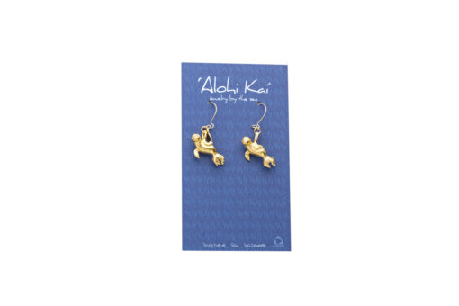 Monk seal drop earrings gold carded