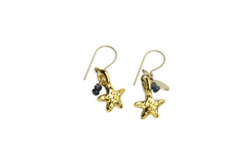 Hohonu Sea Star earrings gold+sapphires