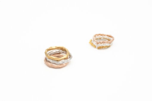 Wai rings in sterling silver and rose and yellow vermeil