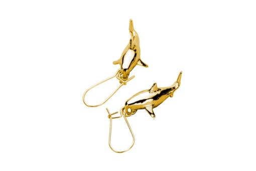 great white earrings in gold