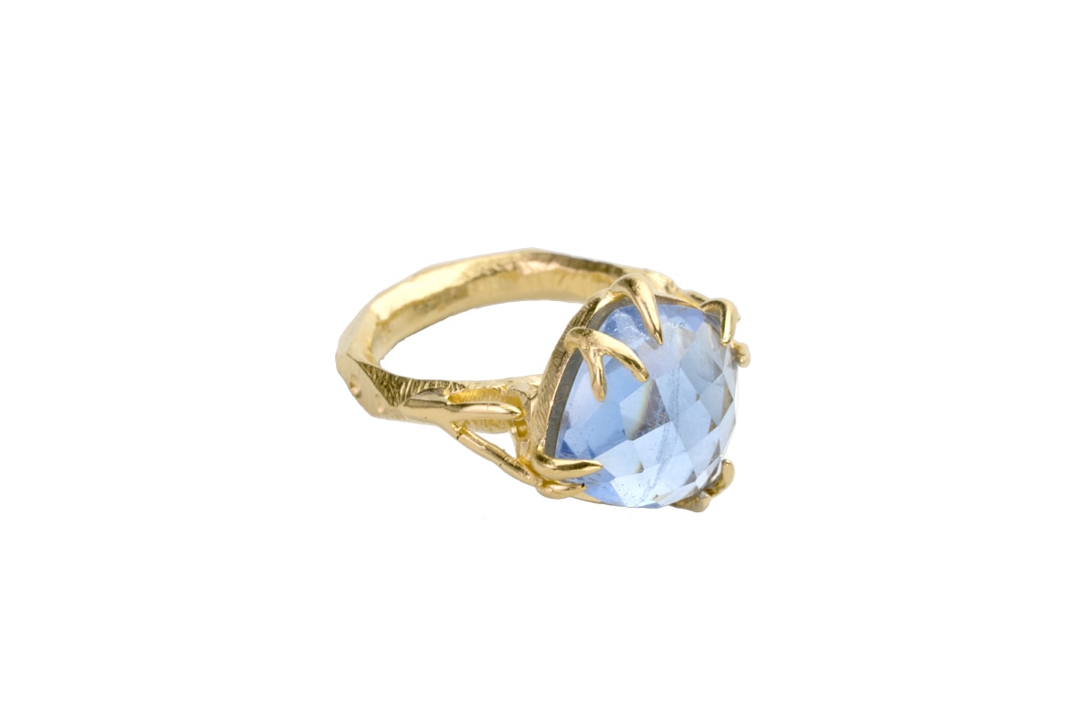 AK Blue beryl ring side front gold