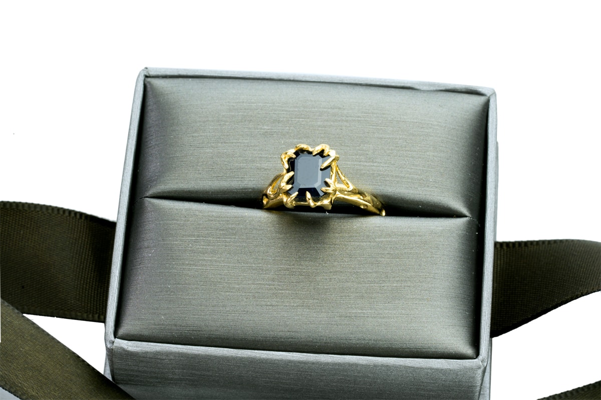 AK emily sapphire ring gold boxed
