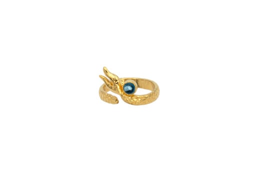 Mermaid soul ring with london blue topaz in gold - front