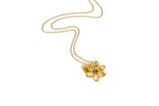 Kahakai nanu necklace gold with blue topaz