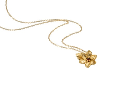 Kahakai nanu necklace gold with garnet