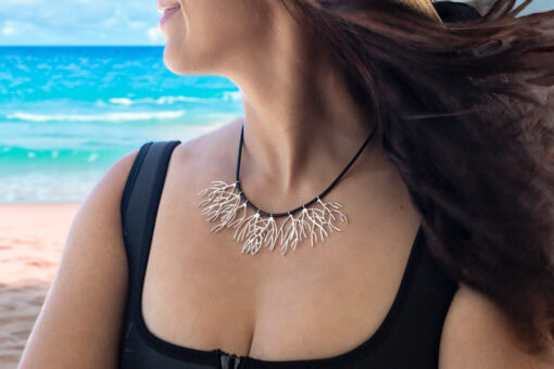 sea fan hydroids necklace on model